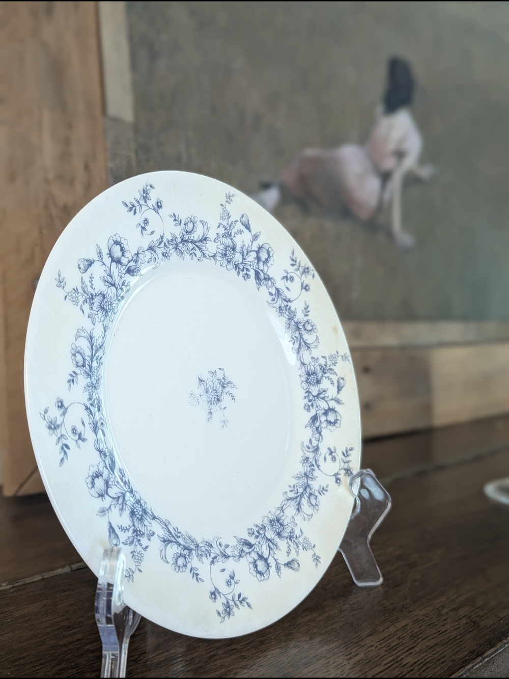 Arcopal France Blue Floral Arcopal Opal Glass Salad Dessert Plate